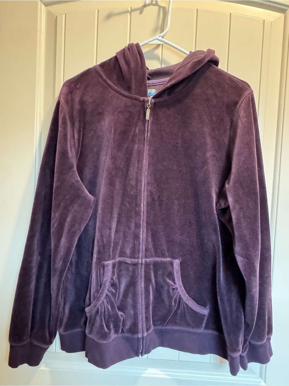 Velour Zip-Up Hoodie Jacket - Deep Purple